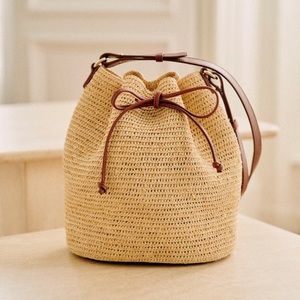 Sézane Farrow bag natural raffia and leather
